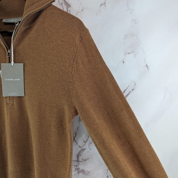 Everlane Sweater Women Brown The Luxe Merino Half Zip Camel Tawny Tan Yak - Picture 13 of 16